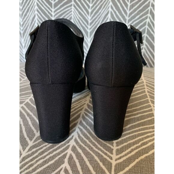STUART WEITZMAN BLACK SATEEN ROUND TOE buckle DRESSY party PUMPS HEELS SHOES 7.5 - Picture 4 of 12